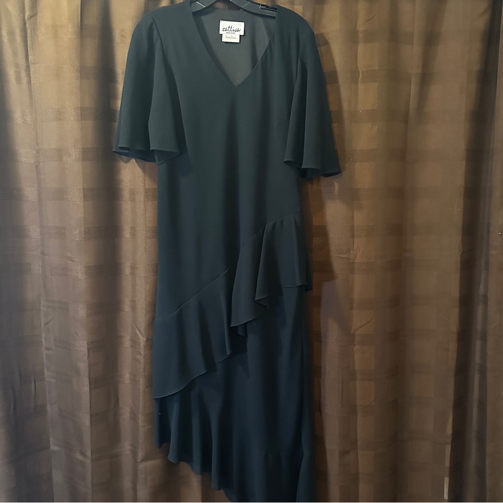 Vintage Cattiva Dress Black with Asymmetrical Hem size 14